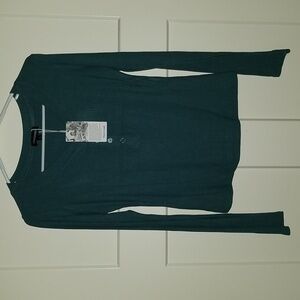 Meetrendi Teal Long Sleeve Ribbed Henley Top NWT Size Large